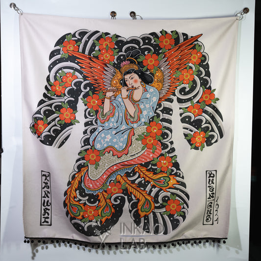 Japanese Decorative Fabric - Traditional Design with Mythological Figure
