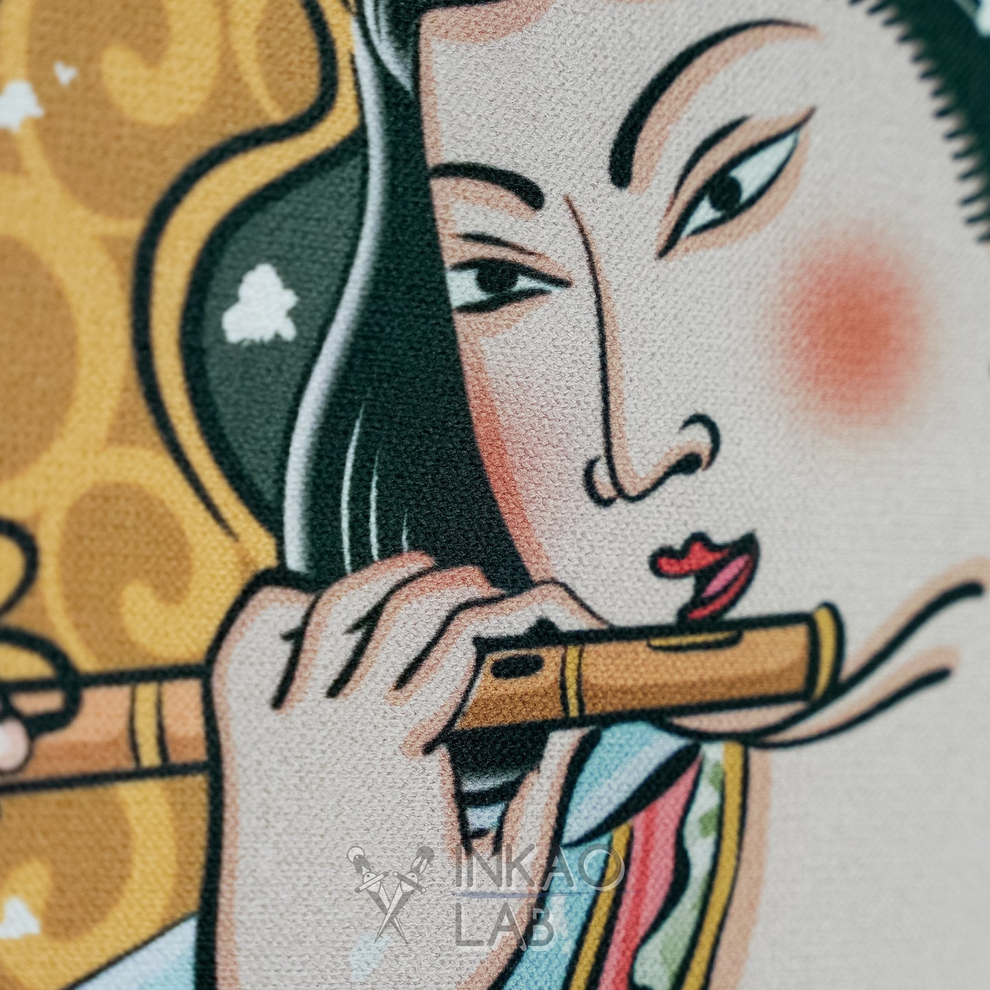 Japanese Decorative Fabric - Traditional Design with Mythological Figure